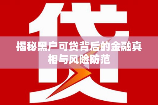 宝山揭秘黑户可贷背后的金融真相与风险防范